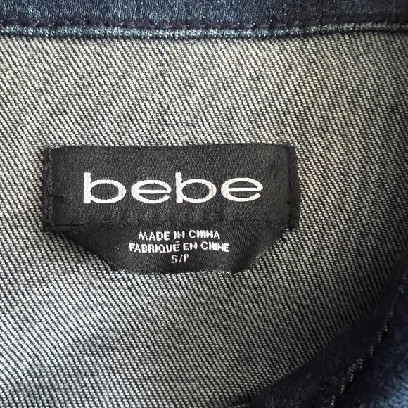 Denim military jacket by Bebe, sz small - Picture 3 of 6